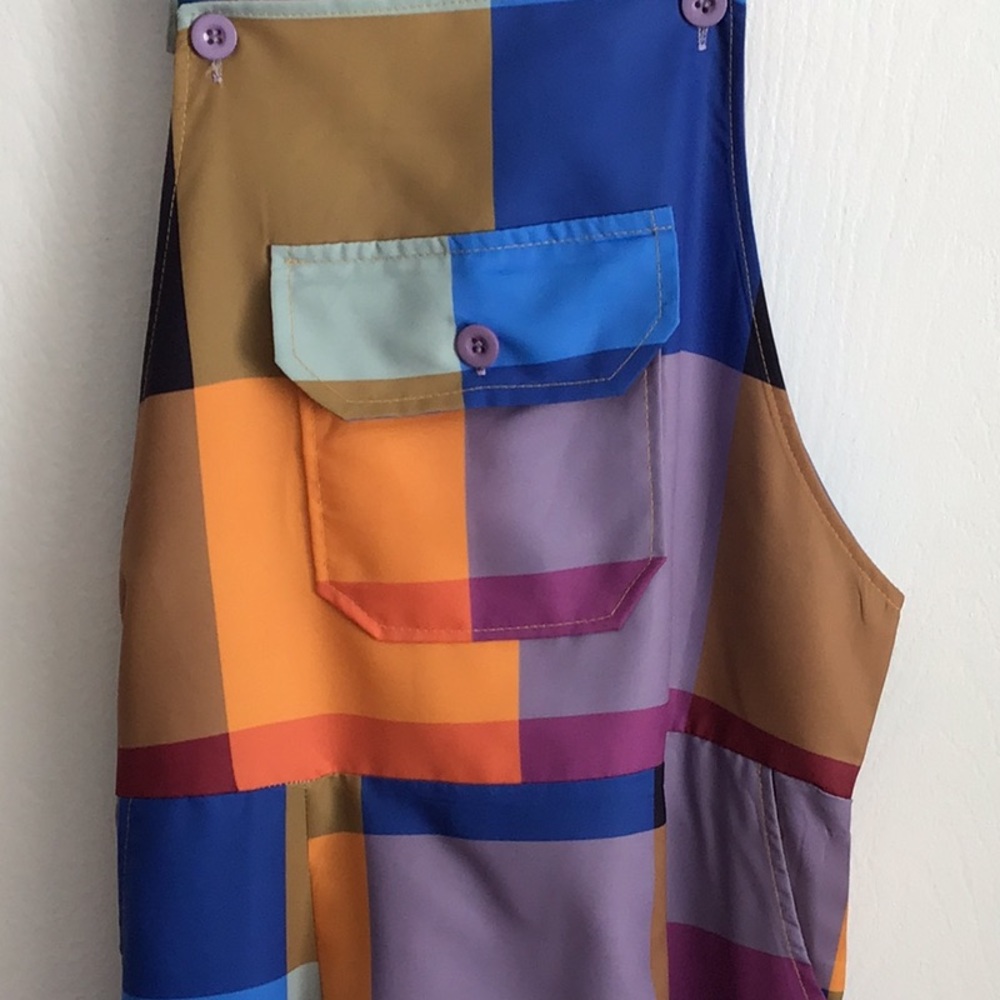 Unknown Designer . Colorful Patchwork Overalls - image 3